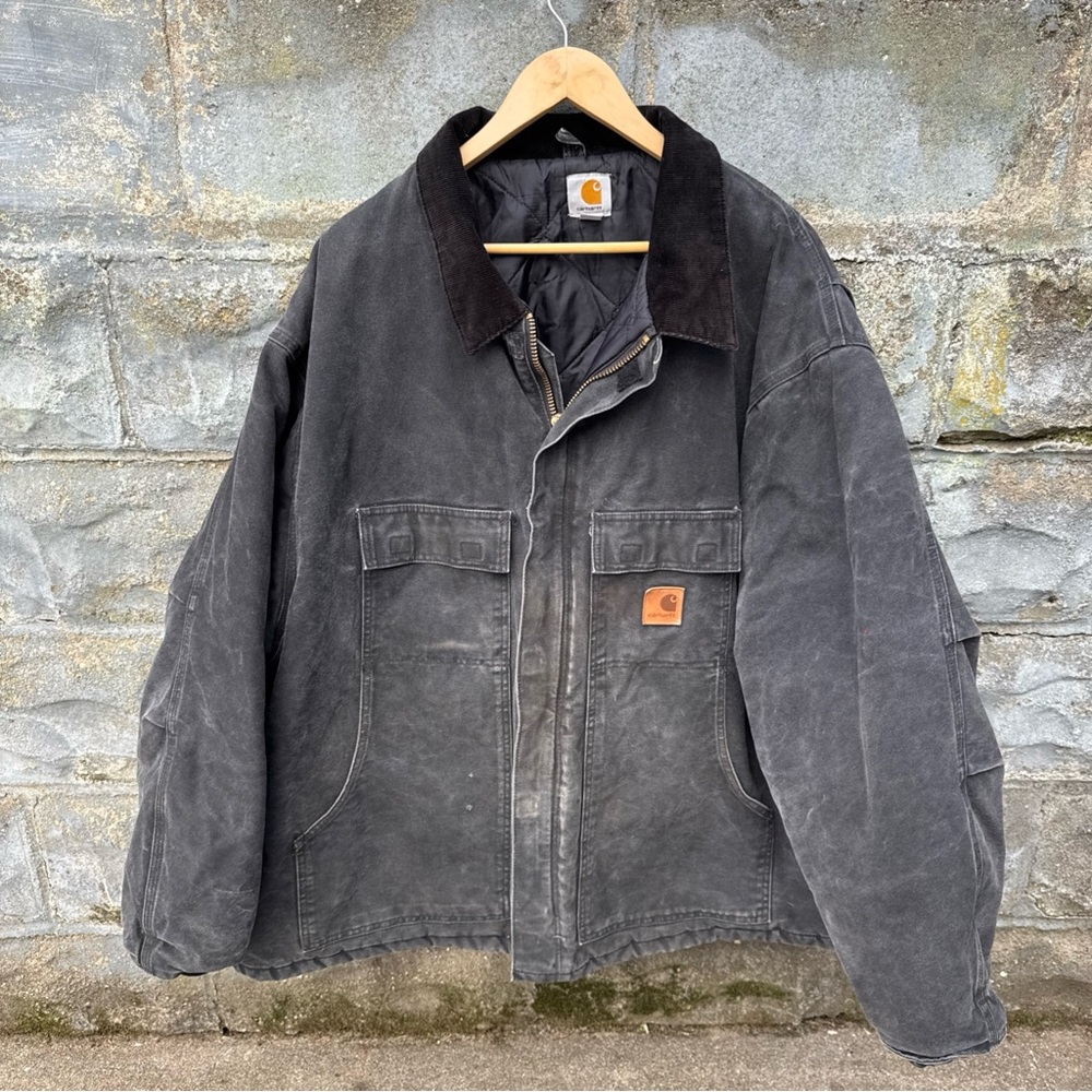 Carhartt Jacket 4XL Regular Black Artic Quilt Lined Workwear 90s Black C26